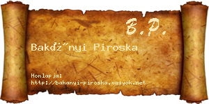 Bakányi Piroska névjegykártya